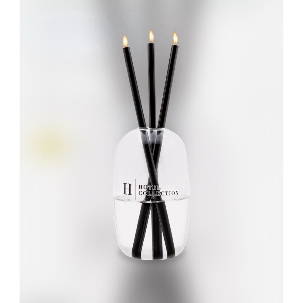 Hotel Collection Infinity Candle Set Oval Clear Black Unscented 500ml New $100